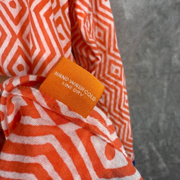 Oliphant Tunic Small Orange V-neck Geometric Cover-up - Picture 5 of 9